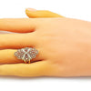 Anillo Elegante 01.233.0027.07 Oro Laminado, Diseño de Arco y Filigrana, Diseño de Arco, Diamantado, Dorado