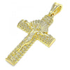 Dije Religioso 05.351.0159 Oro Laminado, Diseño de Crucifijo, Pulido, Dorado