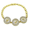 Pulsera Elegante 03.284.0030.08 Oro Laminado, con Micro Pave Blanca, Pulido, Dorado