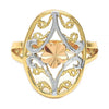Anillo Elegante 5.175.009.07 Oro Laminado, Diseño de Flor y Filigrana, Diseño de Flor, Diamantado, Tricolor