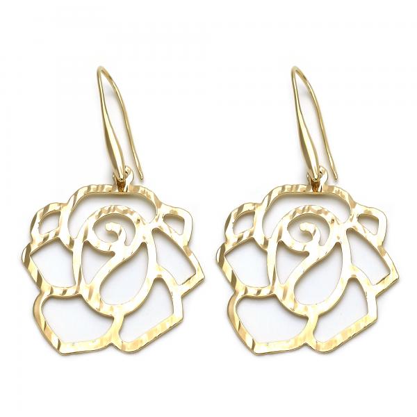 Arete Colgante 5.017.004 Oro Laminado, Diseño de Flor, Dorado