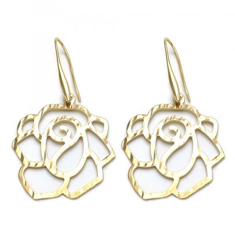 Arete Colgante 5.017.004 Oro Laminado, Diseño de Flor, Dorado