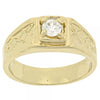 Anillo de Hombre 5.175.035.06 Oro Laminado, Diseño de Solitario, con Zirconia Cubica Blanca, Diamantado, Dorado