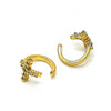 Arete Orejera 02.210.0675 Oro Laminado, Diseño de Cruz, con Micro Pave Blanca, Pulido, Dorado