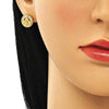 Arete Dormilona 02.213.0264 Oro Laminado, Diseño de Caridad del Cobre, con Micro Pave Blanca, Pulido, Dorado