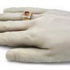 Anillo de Hombre 01.283.0027.1.10 Oro Laminado, con Zirconia Cubica Granate y Blanca, Pulido, Dorado