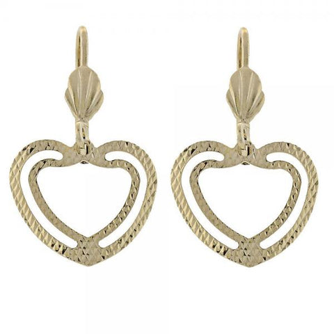Arete Colgante 5.121.010 Oro Laminado, Diseño de Corazon, Diamantado, Dorado