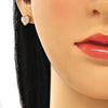 Arete Dormilona 02.369.0039.1 Plata Rodinada, Diseño de Corazon, con Zirconia Cubica Blanca, Pulido, Oro Rosado