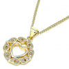 Collares con Dije 04.156.0385.1.20 Oro Laminado, Diseño de Corazon, con Micro Pave Granate y Blanca, Pulido, Dorado