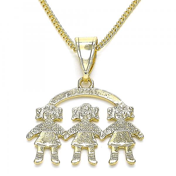 Collares con Dije 04.351.0008.20 Oro Laminado, Diseño de Nina Pequena, Pulido, Dorado
