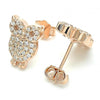 Arete Dormilona 02.336.0176.1 Plata Rodinada, Diseño de Buho, con Zirconia Cubica Blanca, Pulido, Oro Rosado