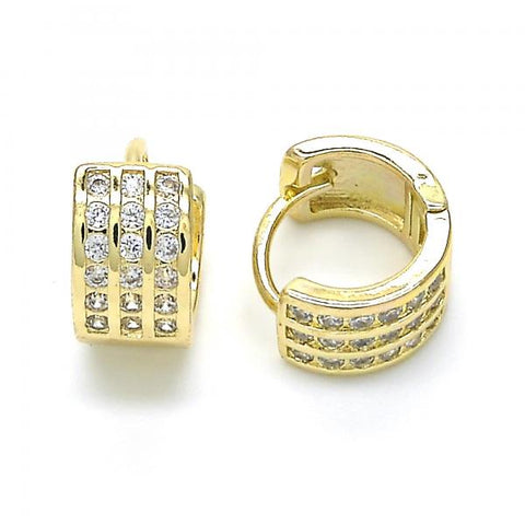 Argolla Huggie 02.221.0056.12 Oro Laminado, con Zirconia Cubica Blanca, Pulido, Dorado