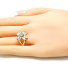 Anillo Multi Piedra 01.210.0095.08 Oro Laminado, con Zirconia Cubica Blanca, Pulido, Dorado