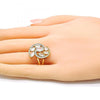Anillo Multi Piedra 01.210.0107.06 Oro Laminado, con Zirconia Cubica Blanca, Pulido, Dorado