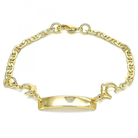 Pulsera con Placa 03.63.2142.06 Oro Laminado, Diseño de Delfin, Pulido, Dorado