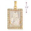Dije Religioso 5.198.029 Oro Laminado, Diseño de Sagrado Corazon de Maria, con Zirconia Cubica Blanca, Pulido, Dos Tonos