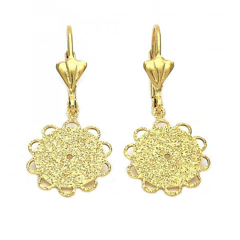 Arete Colgante 5.081.015 Oro Laminado, Diseño de Flor, Mate, Dorado