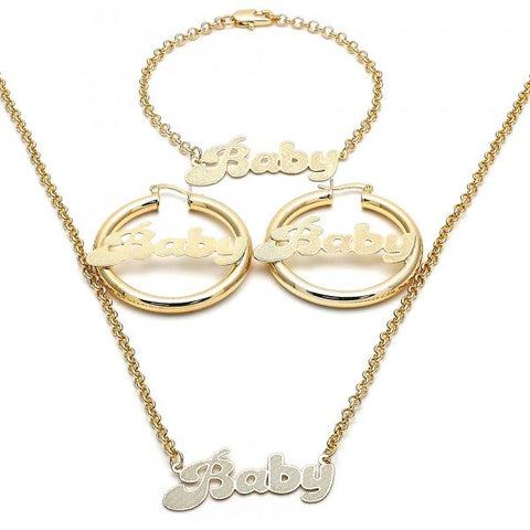 Collar, Pulso y Arete 06.63.0247 Oro Laminado, Pulido, Dorado