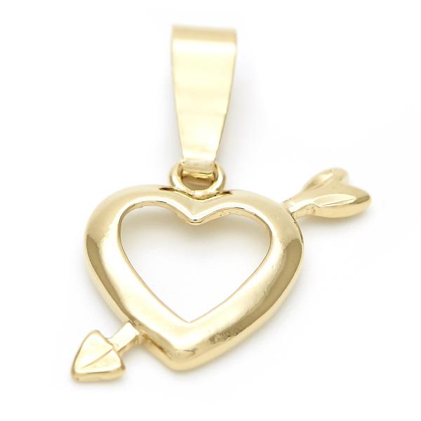 Dije Elegante 5.181.043 Oro Laminado, Diseño de Corazon, Pulido, Dorado
