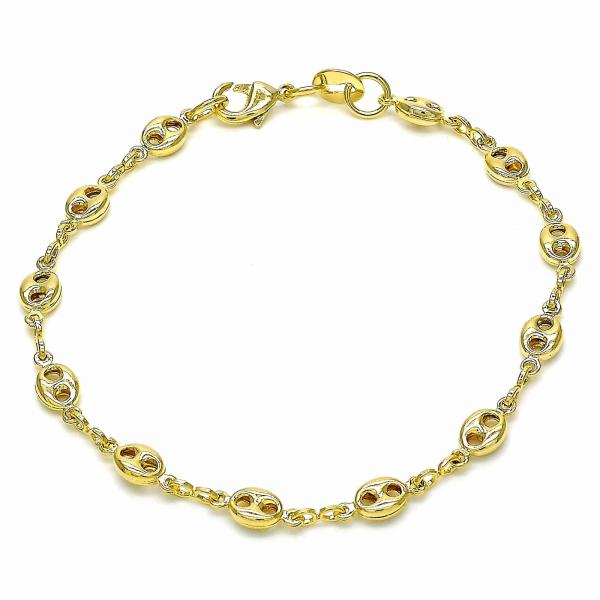 Pulsera Básica 04.09.0185.06 Oro Laminado, Diseño de Puff Mariner, Pulido, Dorado
