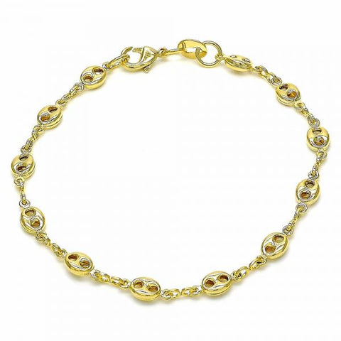 Pulsera Básica 04.09.0185.06 Oro Laminado, Diseño de Puff Mariner, Pulido, Dorado