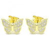 Arete Dormilona 02.336.0130.2 Plata Rodinada, Diseño de Mariposa, con Micro Pave Blanca, Pulido, Dorado