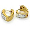 Argolla Huggie 02.230.0014.15 Acero Inoxidable, Diseño de Corazon, con Cristal , Pulido, Dorado