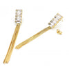 Arete Largo 02.02.0513 Oro Laminado, Diseño de Baguette, con Zirconia Cubica Blanca, Pulido, Dorado