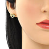 Arete Dormilona 02.341.0028.1 Oro Laminado, Diseño de Ojo Griego, con Zirconia Cubica Negro, Pulido, Dorado