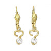Arete Colgante 5.073.008 Oro Laminado, Diseño de Corazon, con Zirconia Cubica Blanca, Pulido, Dorado
