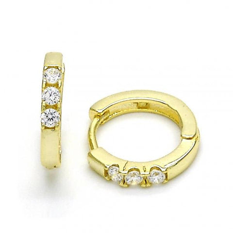Argolla Huggie 02.186.0142.12 Plata Rodinada, con Zirconia Cubica Blanca, Pulido, Dorado