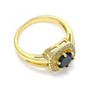 Anillo Multi Piedra 01.210.0123.3.09 Oro Laminado, con Zirconia Cubica Negro y Blanca, Pulido, Dorado
