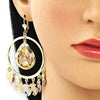 Arete Largo 02.331.0034 Oro Laminado, Diseño de Gota y Mariposa, Diseño de Gota, con Cristal Blanca, Pulido, Tricolor