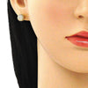 Arete Dormilona 02.344.0108 Oro Laminado, con Micro Pave Blanca, Pulido, Dorado