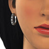 Argolla Huggie 02.217.0024.5.15 Rodio Laminado, con Zirconia Cubica Negro y Blanca, Pulido, Rodinado