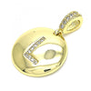 Dije Elegante 05.341.0010 Oro Laminado, Diseño de Iniciales, con Zirconia Cubica Blanca, Pulido, Dorado