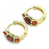 Argolla Huggie 02.210.0490.1.15 Oro Laminado, con Zirconia Cubica Granate, Pulido, Dorado