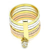 Anillo Multi Piedra 01.253.0040.07 Oro Laminado, Diseño de Semanario, con Cristal Blanca, Diamantado, Tricolor