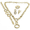 Collar, Pulso, Arete y Anillo 06.59.0104 Oro Laminado, Diseño de Infinito, con Zirconia Cubica Blanca, Pulido, Dorado