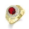 Anillo de Hombre 01.266.0050.1.10 Oro Laminado, con Zirconia Cubica Granate y Micro PaveBlanca, Pulido, Dorado