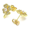 Arete Dormilona 02.210.0426 Oro Laminado, Diseño de Trebol de Cuatro Hojas, con Micro Pave Blanca, Pulido, Dorado