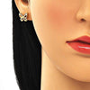 Arete Dormilona 02.156.0455.1 Oro Laminado, Diseño de Mariposa, con Micro Pave Rubi, Pulido, Dorado