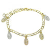 Pulsera de Dije 03.351.0120.08 Oro Laminado, Diseño de Guadalupe, Pulido, Tricolor
