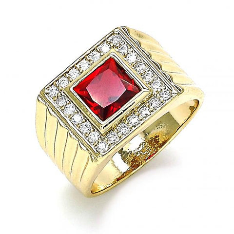 Anillo de Hombre 01.266.0049.1.11 Oro Laminado, con Zirconia Cubica Granate y Micro PaveBlanca, Pulido, Dorado