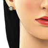 Arete Dormilona 02.344.0114 Oro Laminado, con Micro Pave Negro y Blanca, Pulido, Dorado