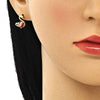 Arete Dormilona 02.387.0002.3 Oro Laminado, Diseño de Cisne, con Zirconia Cubica Granate, Pulido, Dorado