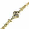Pulsera Elegante 03.357.0012.3.07 Oro Laminado, Diseño de Flor, con Zirconia Cubica Negro y Blanca, Pulido, Dorado