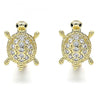 Argolla Huggie 02.210.0459.12 Oro Laminado, Diseño de Tortuga, con Micro Pave Blanca y Negro, Pulido, Dorado
