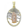 Dije Religioso 05.380.0122 Oro Laminado, Diseño de Guadalupe, Diamantado, Tricolor
