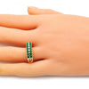 Anillo Multi Piedra 01.346.0023.3.08 Oro Laminado, con Zirconia Cubica Verde, Pulido, Dorado